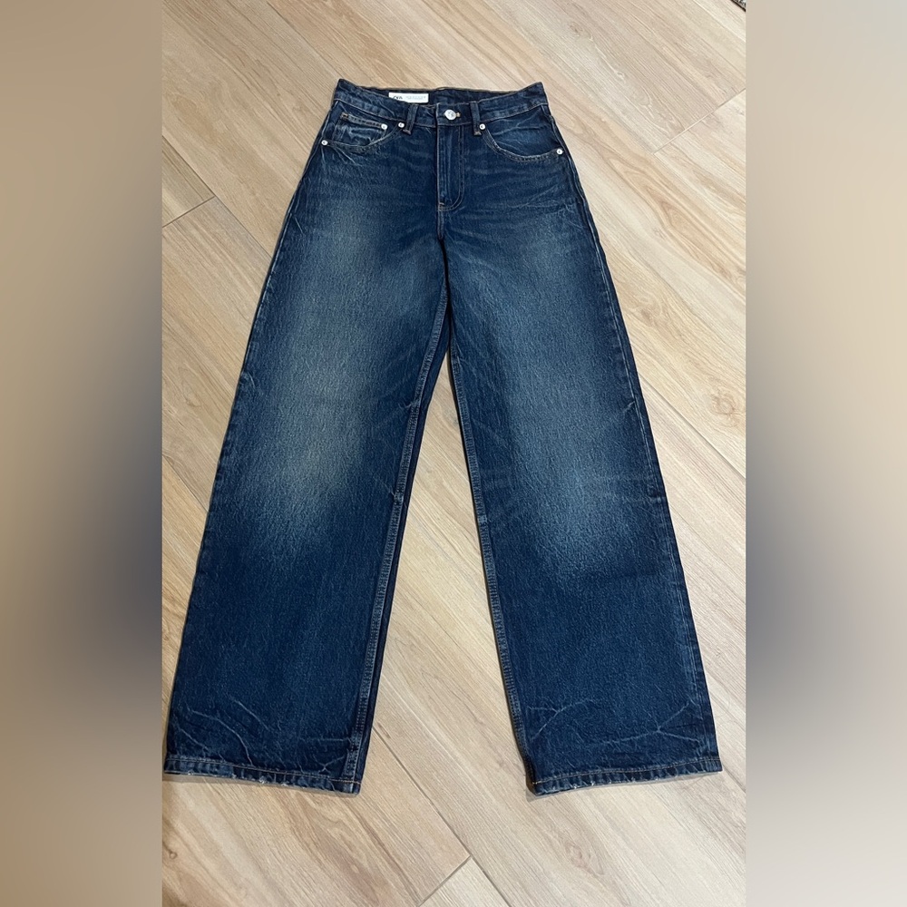 Zara Dark Blue Relaxed Jeans - Picture 1 of 6